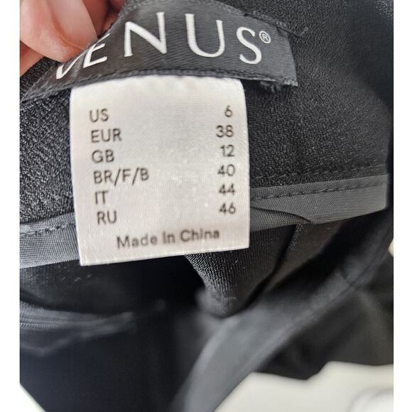 Venus Flowy Ruffle Flare Side Slit Pants Black Women’s Size 6 Beach Vacation - Picture 4 of 7